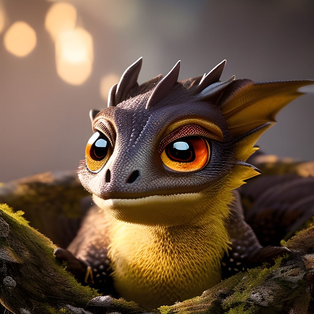 Adorable Baby Dragons in Nest, Photorealistic 8K