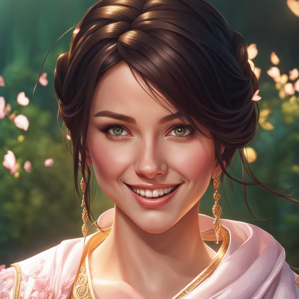 Beautiful Girl Portrait in Hyperdetailed Style