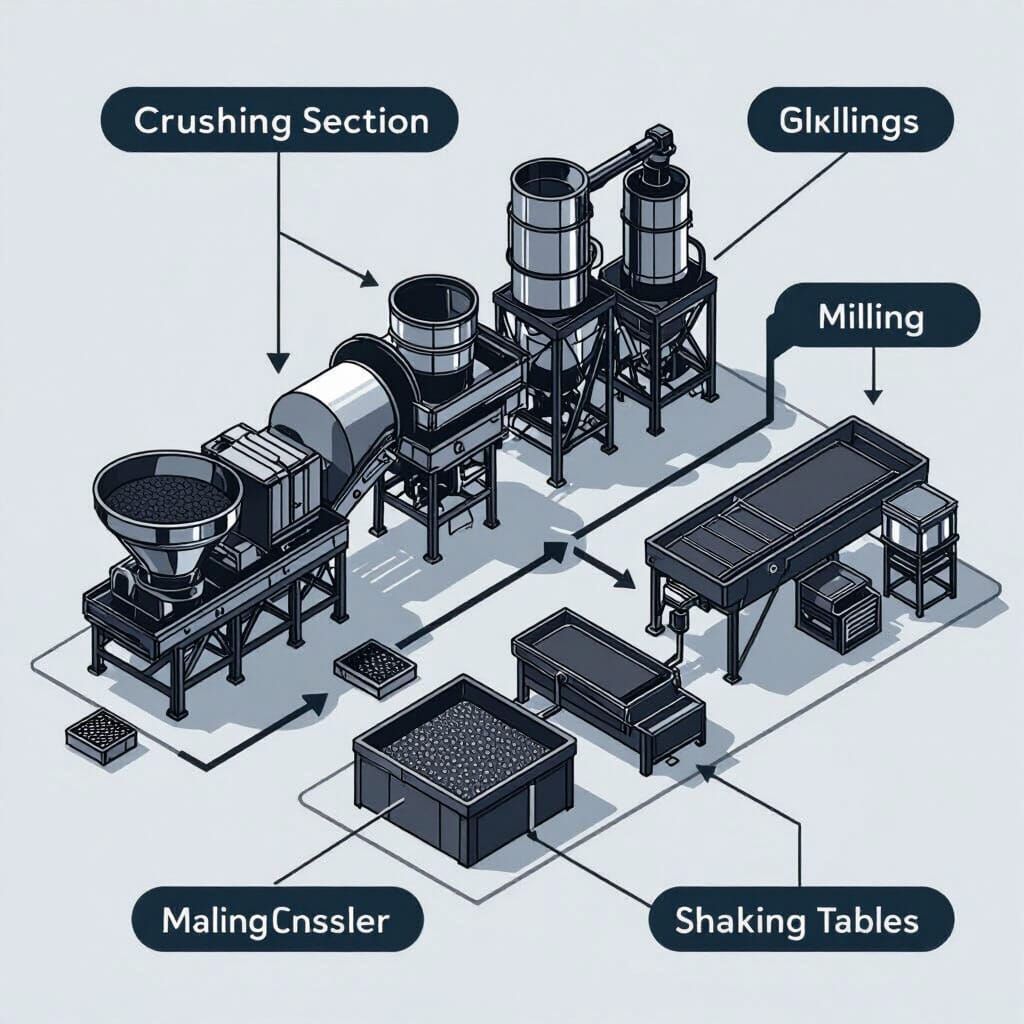Isometric Chrome Plant Diagram in Vector Style