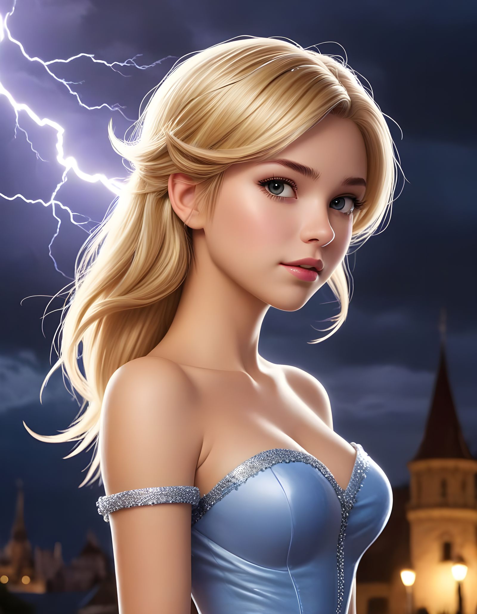 LNP Prompt: "Lightning, Night, Princess"
