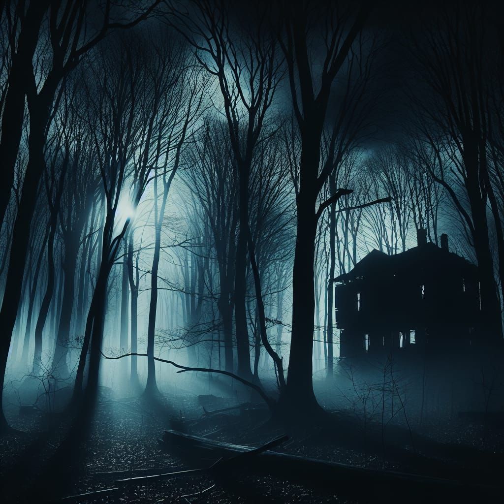 Mysterious Dusk Presence in a Gloomy Forest