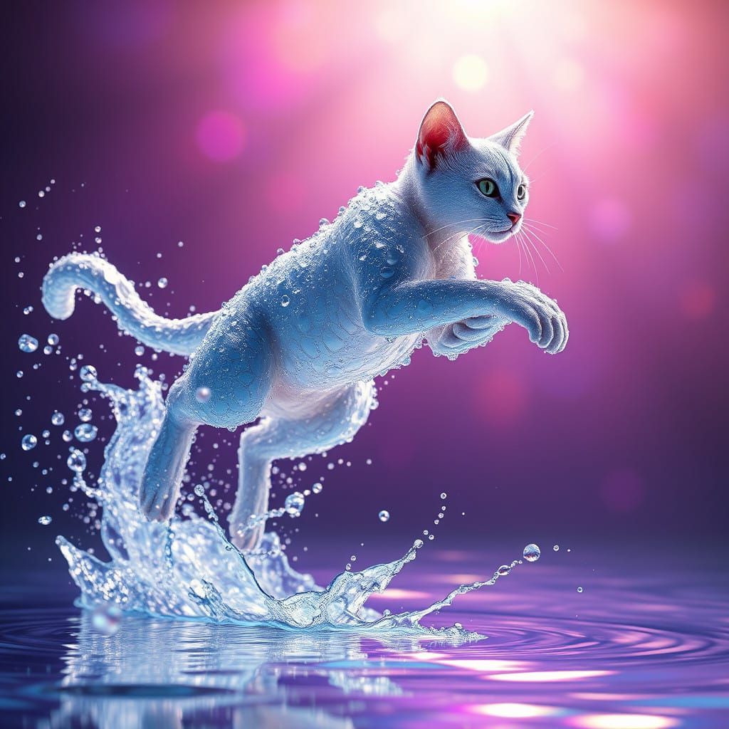 Majestic Feline Emerge from a Vibrant Portal in a Fantastica...