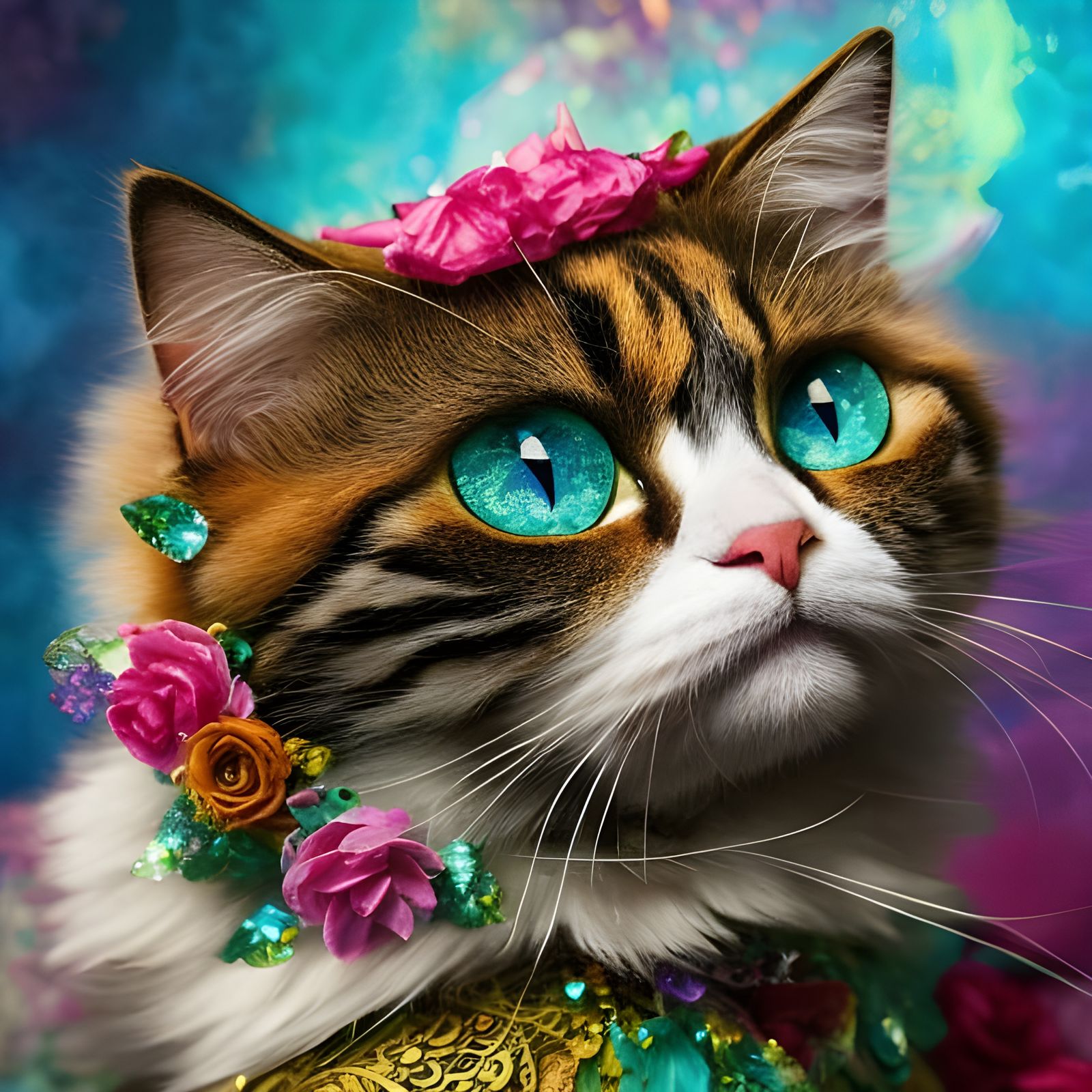 Smug Cat Portrait in Storybook Illustration Style