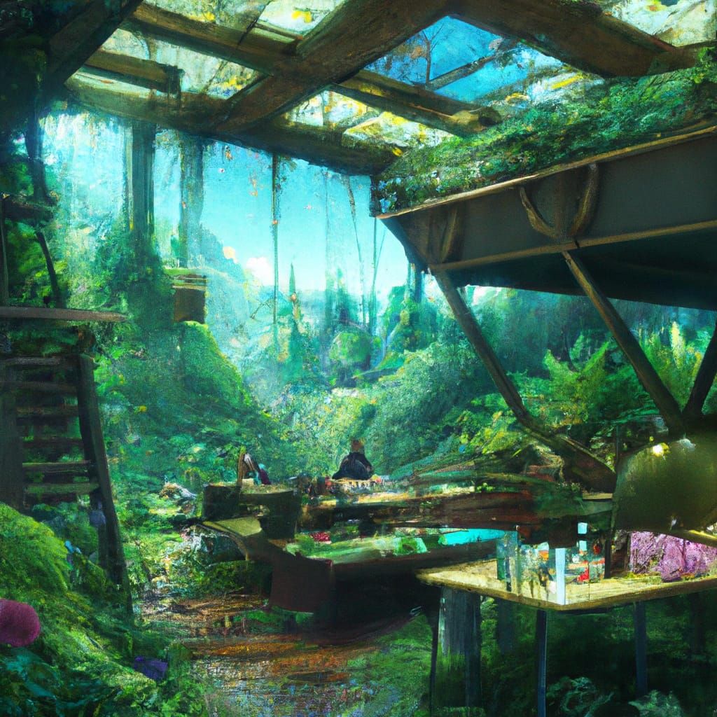 Jungle Restaurant in Studio Ghibli Anime Style