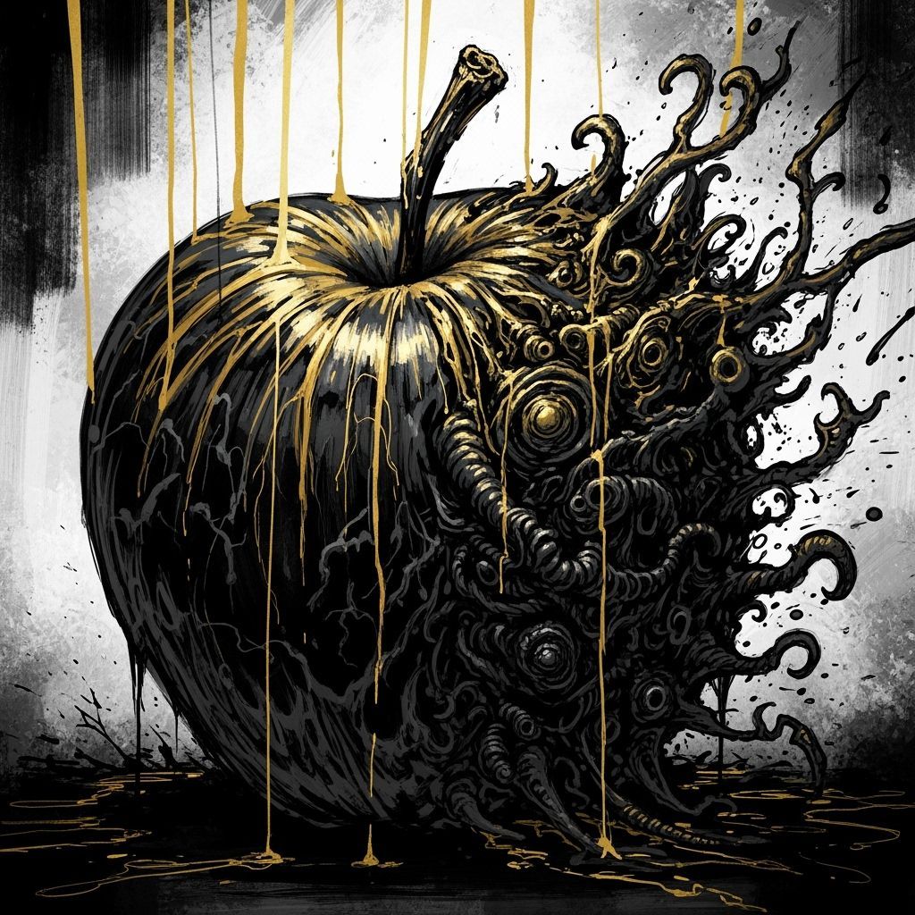 Terrifying Rotten Apple in Horror Speedpaint Style