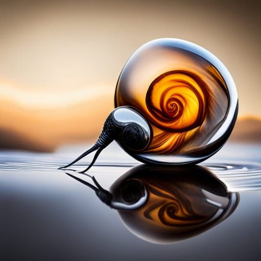 Snail Encased in Amber Fossil