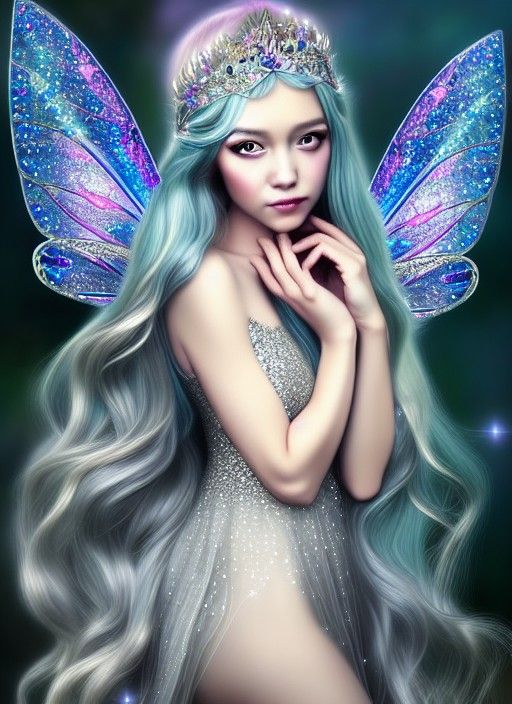 Radiant Fairy Princess with Silver Hair