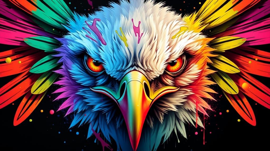 Eagle Eyes T-Shirt Design with Rainbow Colors