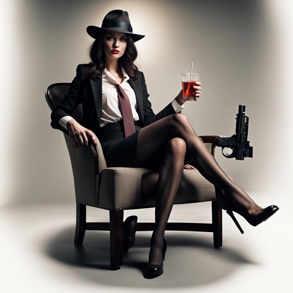 Elegant Woman with Fedora and Pistol