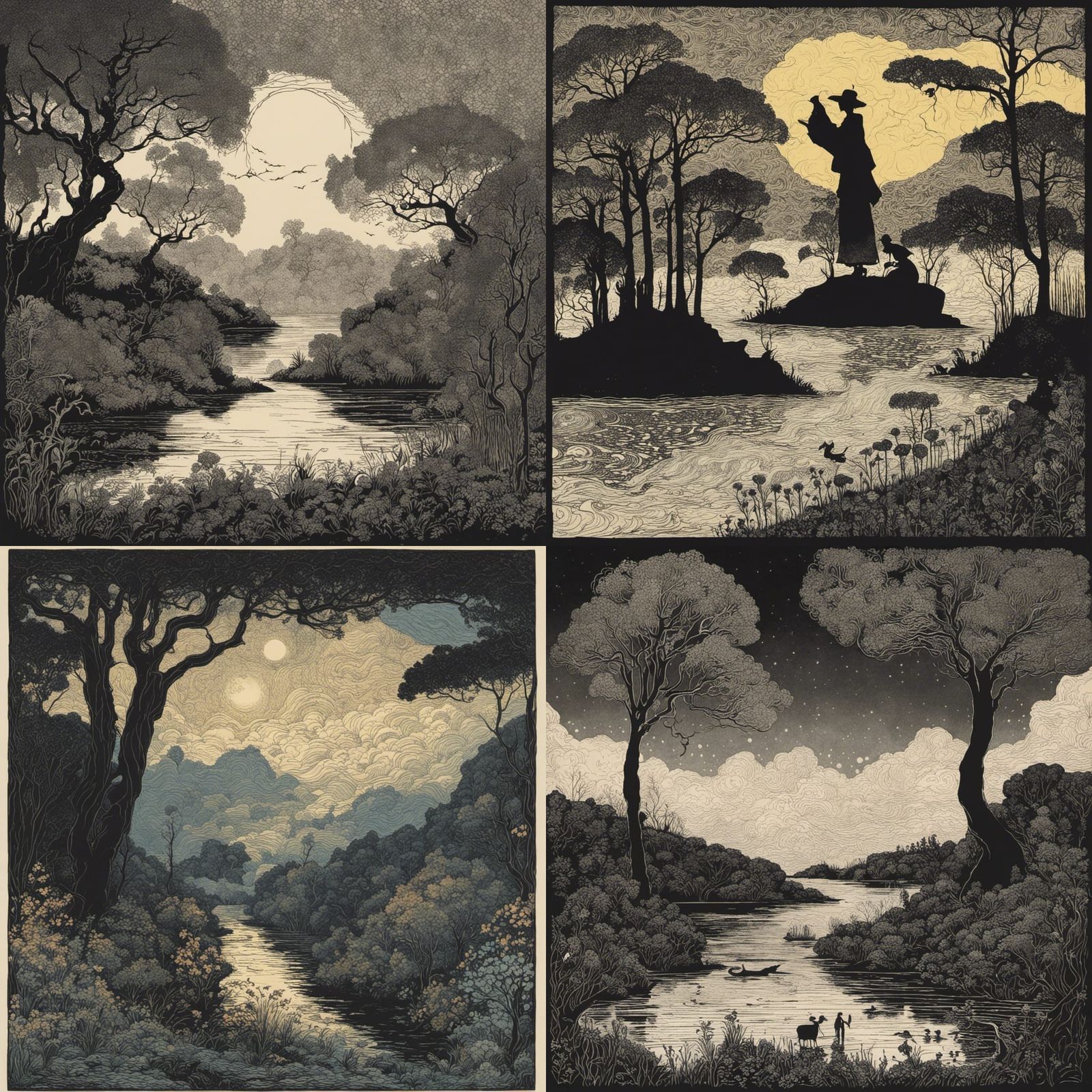 Enchanting Landscape in Silhouette Animation Style