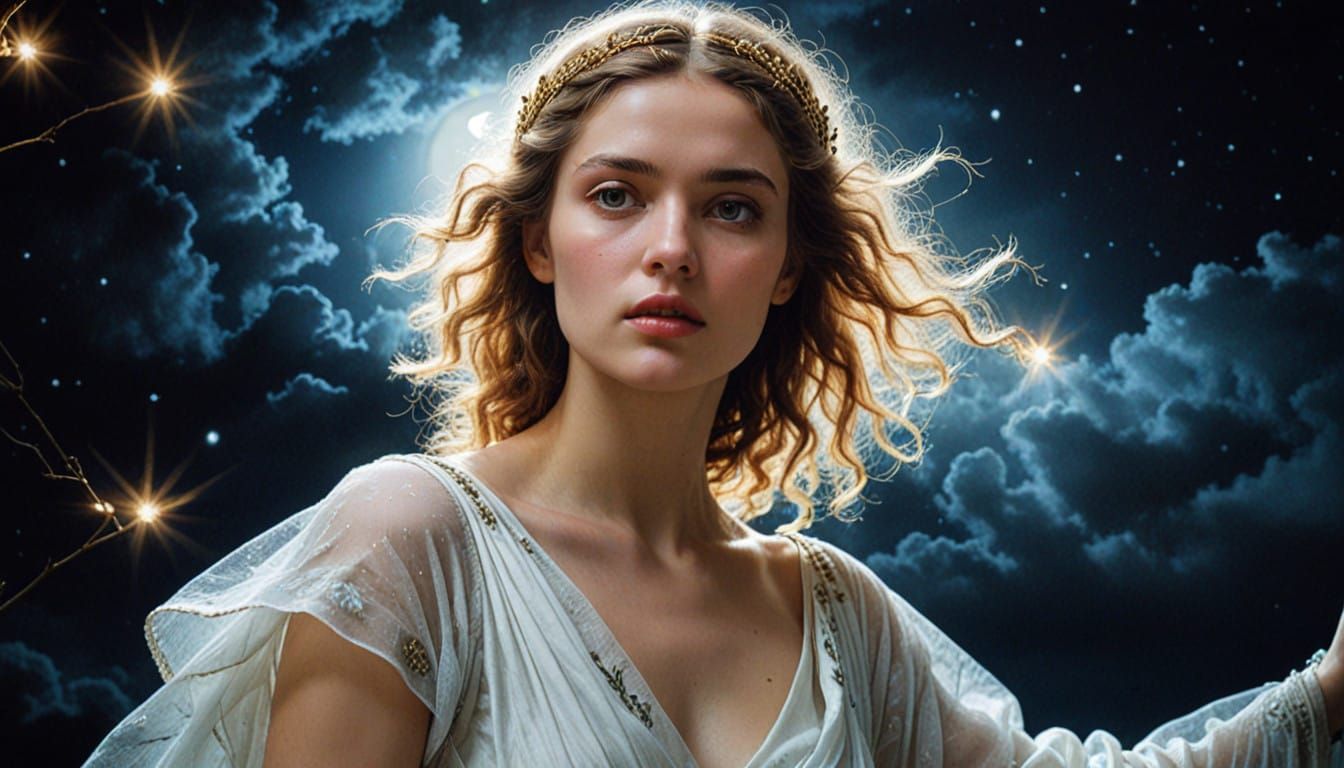 Hyperrealistic Portraits of Women Across Eras Under Starry N...