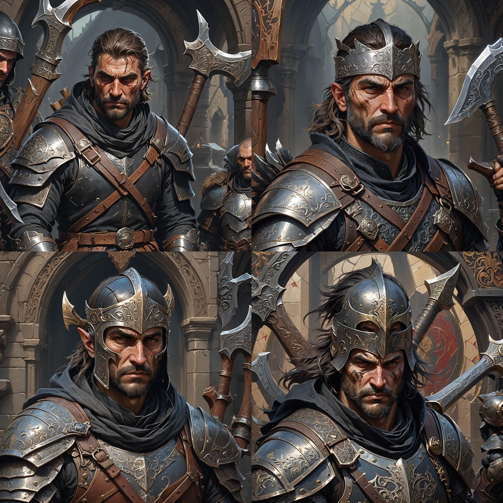 Dark Fantasy Bandit Portrait with Axe in 8k