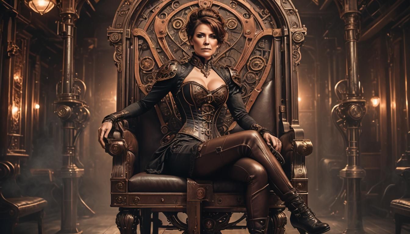 Steampunk Woman Portrait with Metallic Accents