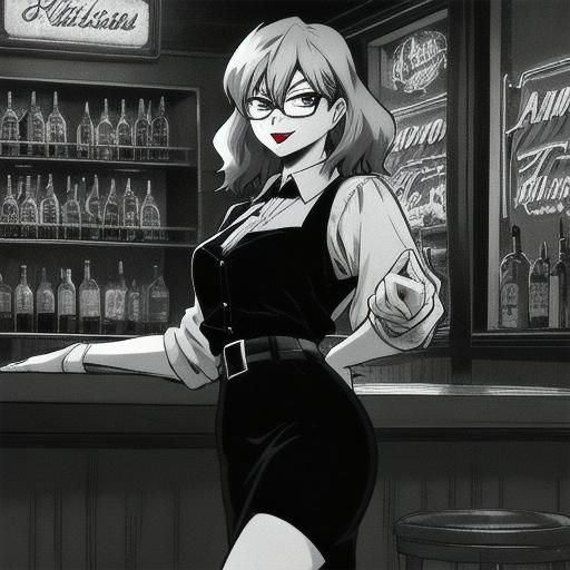 Noir Lady in Anime Style, Los Angeles Bar