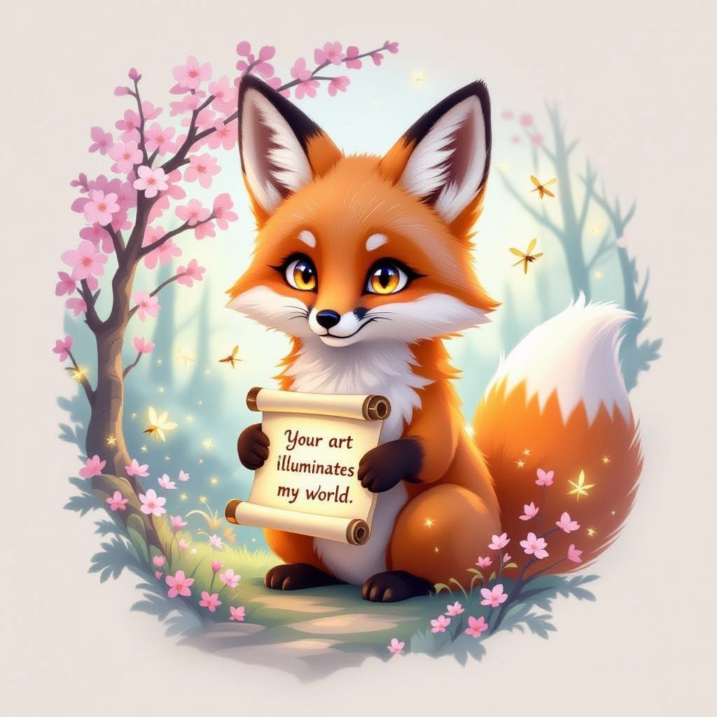 Ethereal Fox Silhouette with Magical Forest Inside