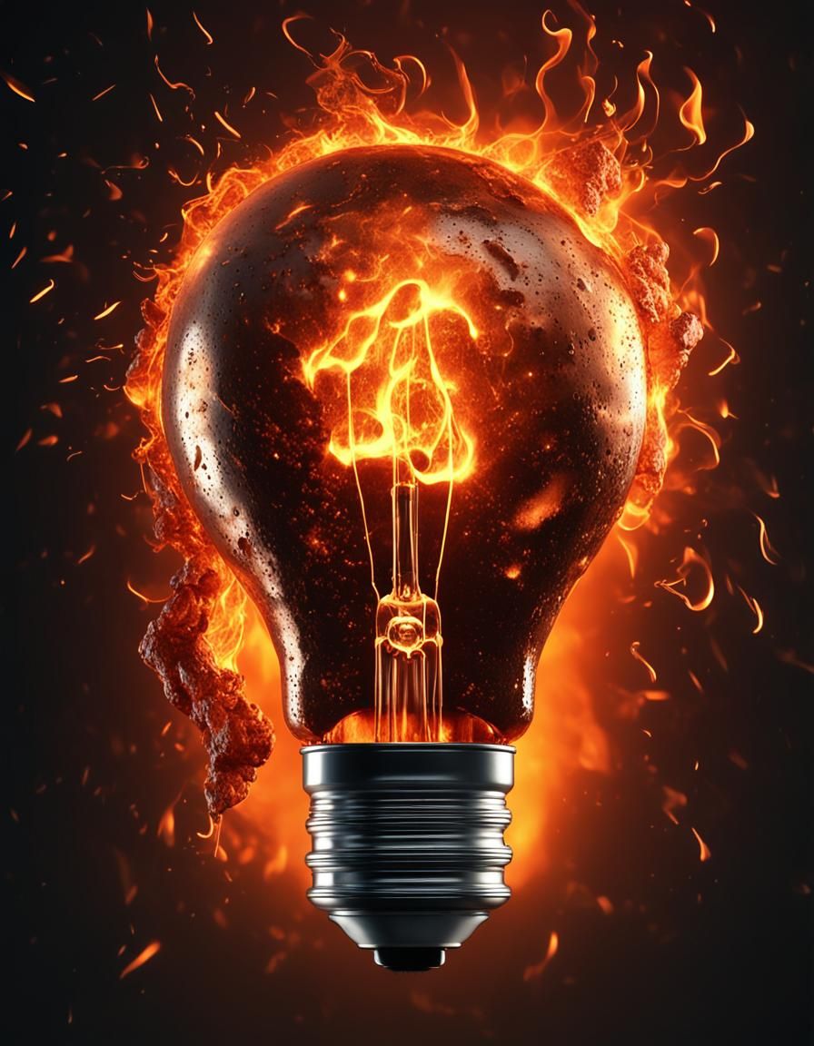 Dramatic Molten Metal Light Bulb in 3D