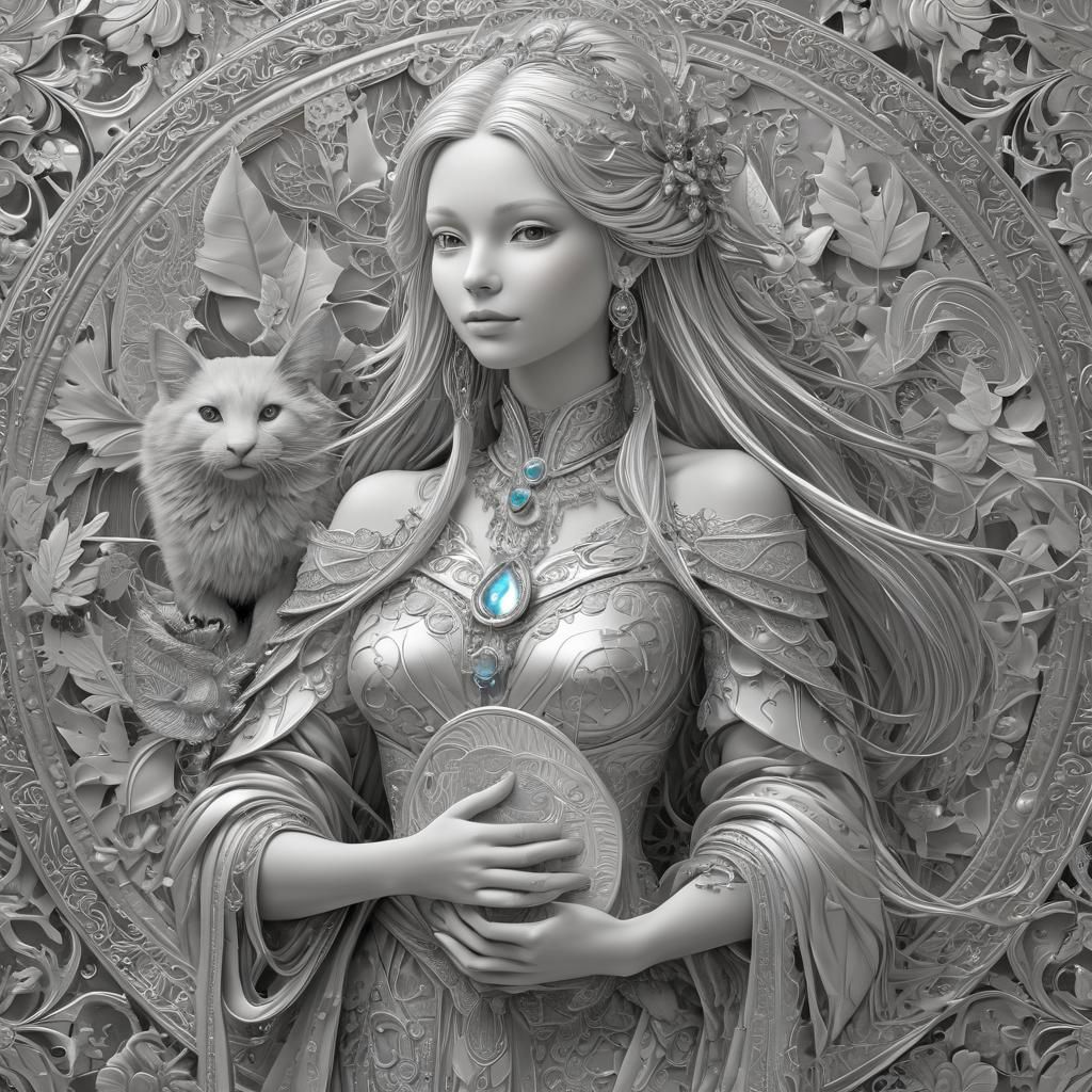 Fall Sorceress Silver Coin with Abstract Details