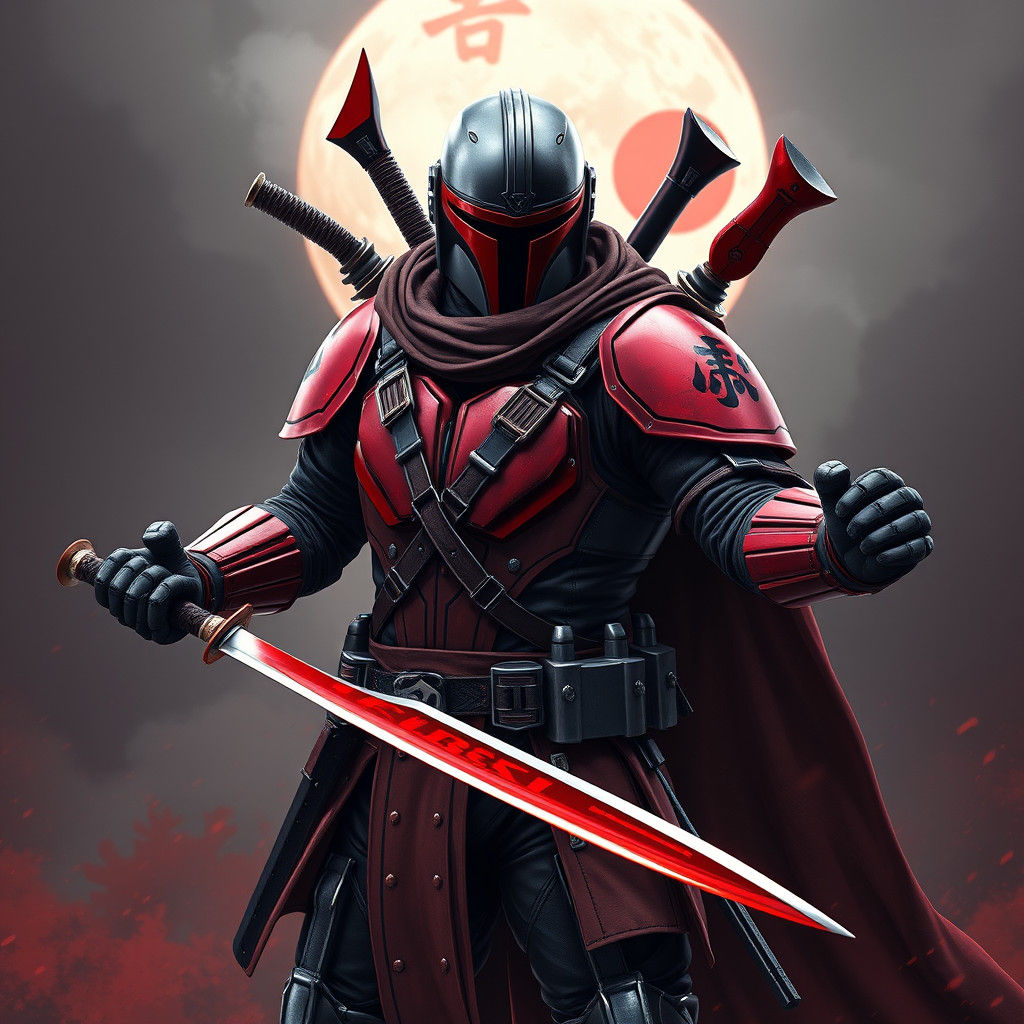 Mandalorian Warrior in Beskar Armor with Katana