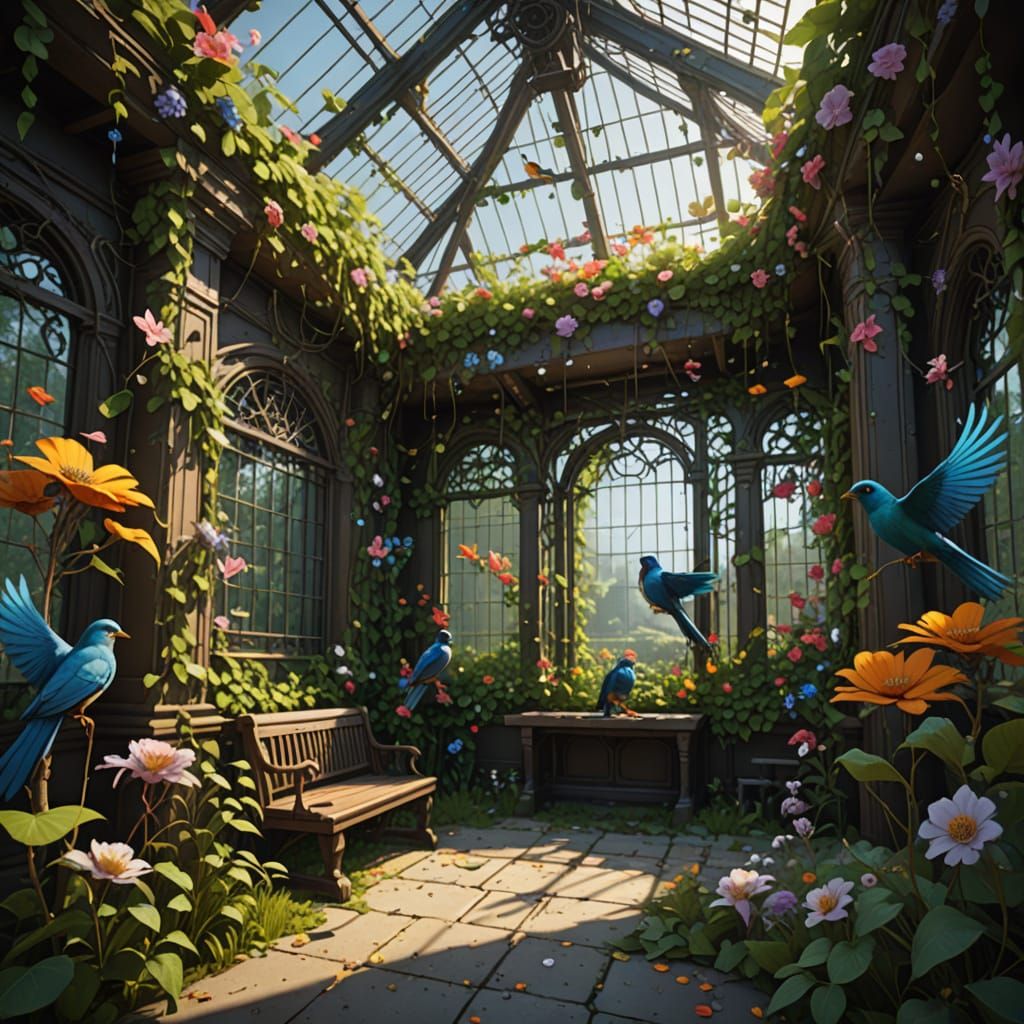 Lush Aviary Interior with Trained Birds in Unreal Engine