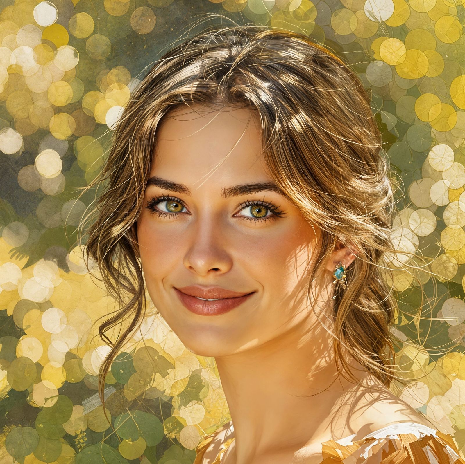 Impressionist Oil Portrait of a Beautiful Woman in a Garden