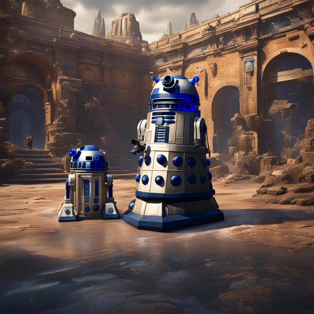 Dalek Meets R2D2: Detailed Matte Painting