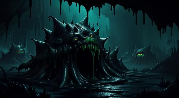 Slime Monsters Attack in Dark Cave