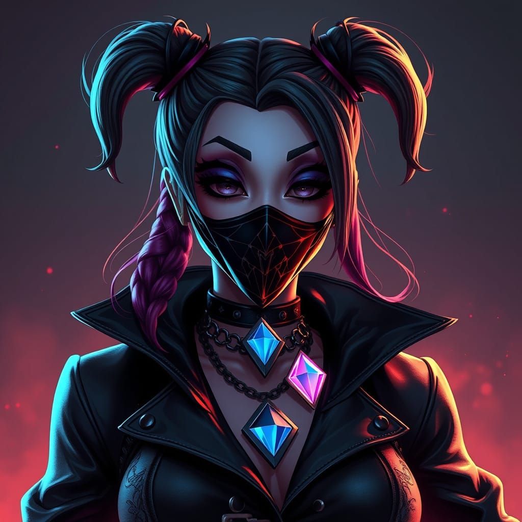 Mysterious Loose Cannon in Dark Attire with Glowing Diamond...