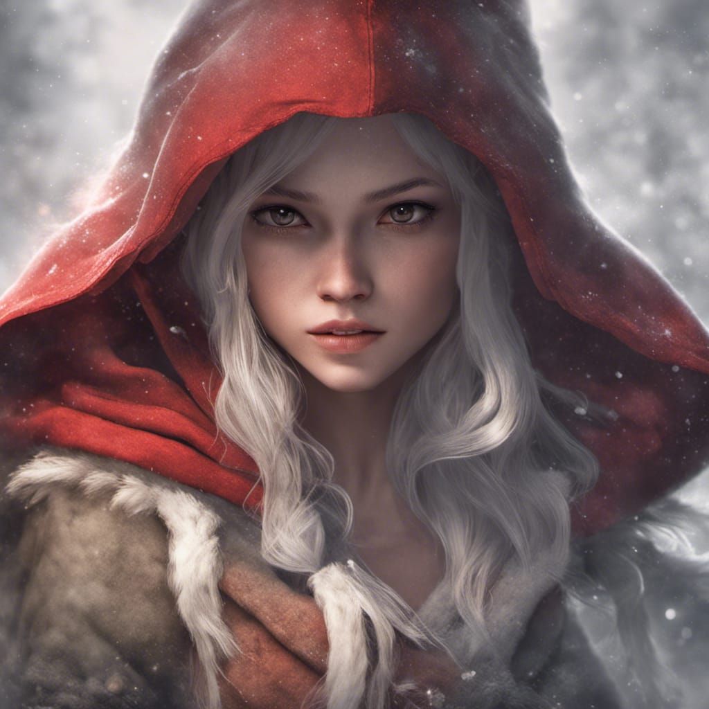 Little Red Riding Hood Encounter: Hyperrealistic 3D Art
