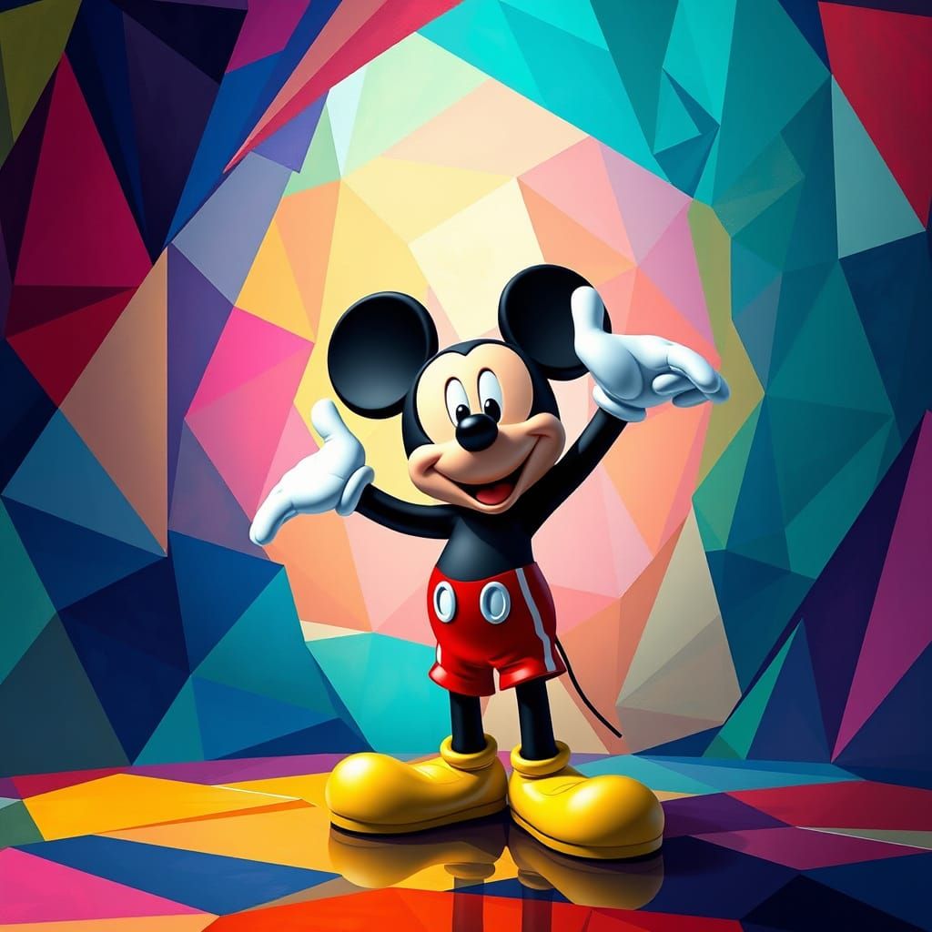 Mickey Mouse in Geometric Art Deco Style