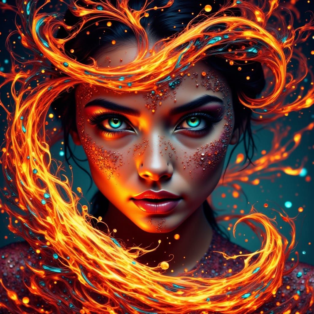 Surreal Goddess of Lava in Triadic Colors