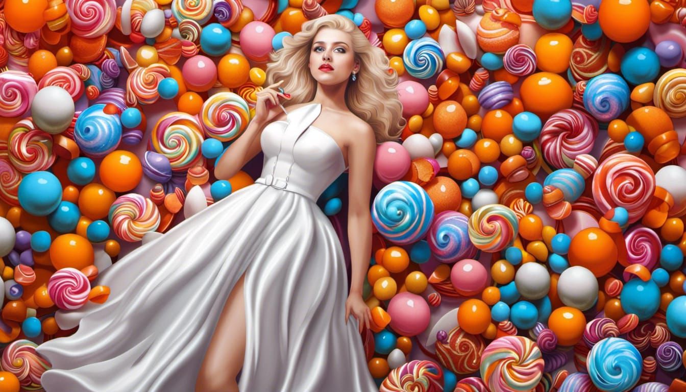 Candy Art: Lady in White Dress with Jewel