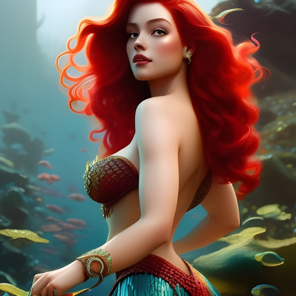 Hyperdetailed Princess Ariel Concept Art in Art Nouveau Styl...