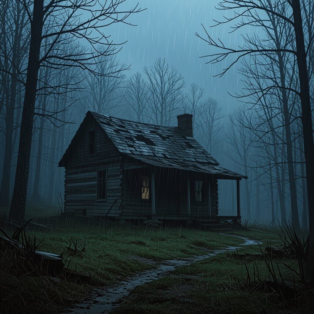 Haunted Cabin in Appalachian Forest in Horror Style