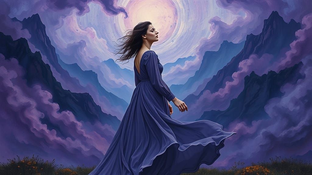 Cosmic Contemplation in Violet Hues