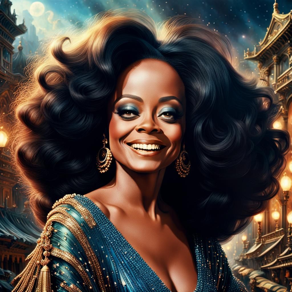 Diana Ross Smiling: Epic Digital Portrait