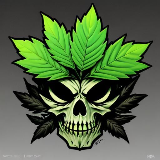 Spooky Marijuana Leaf Logo in Anime Style