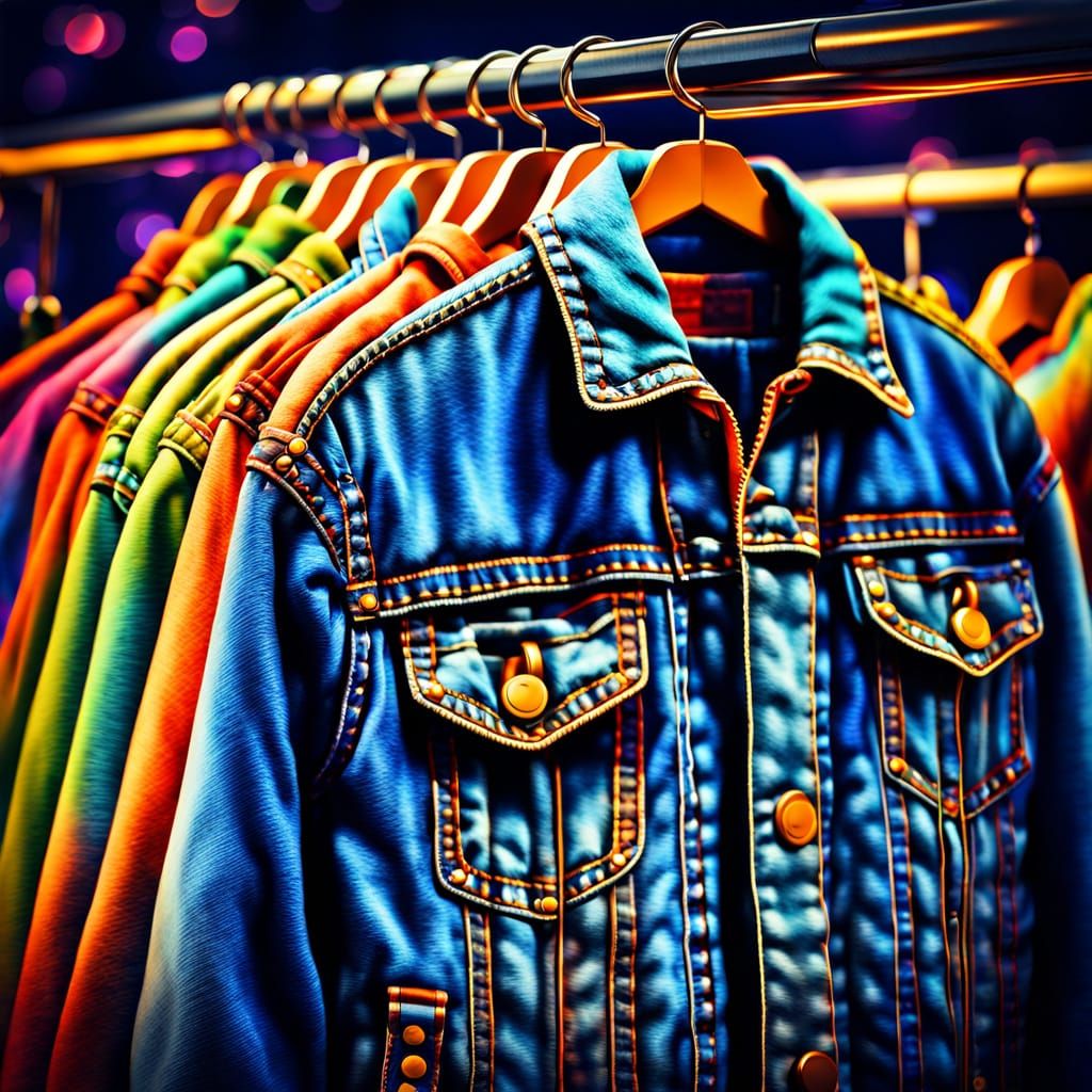 Glow-in-the-Dark Denim Jacket in Vibrant Digital Art