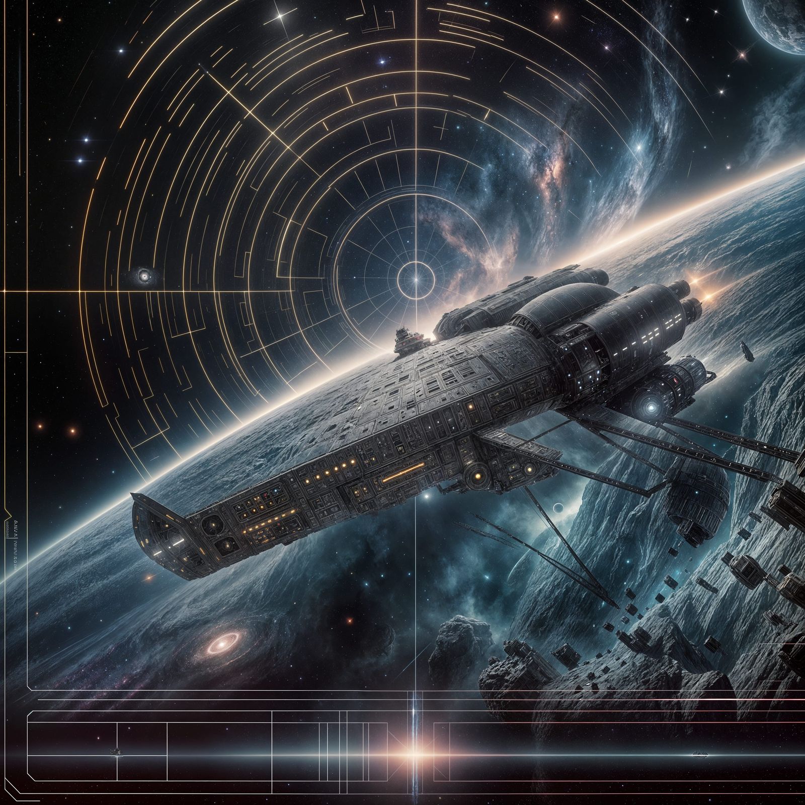 Sleek Spaceship Drifts Through Cosmic Horror in Minimalist S...