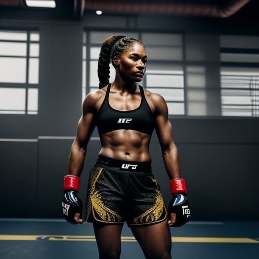 Gritty Female Fighter in Cinematic UFC Style