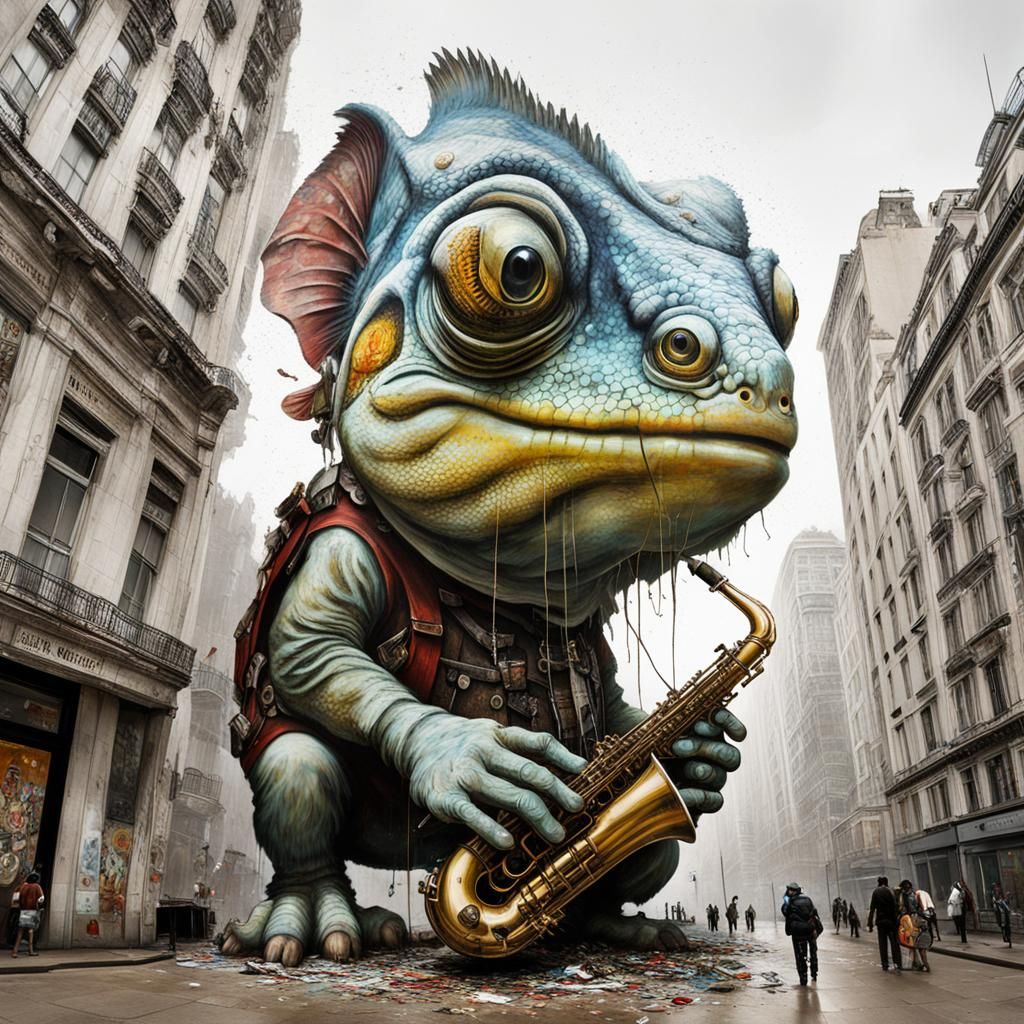 Banksy-Style Street Art Mural on Skyscraper Wall