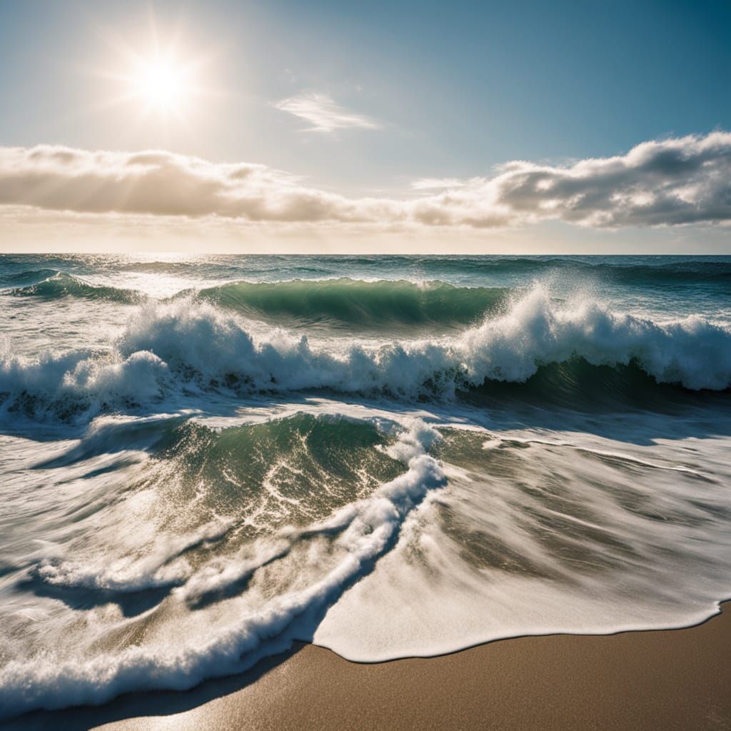 Soothing Ocean Waves at Golden Hour
