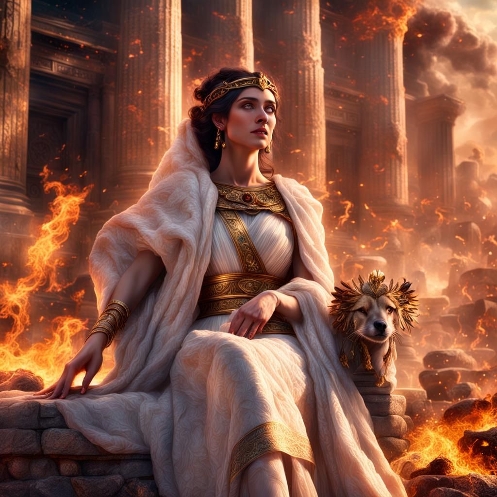 Hestia, Greek Goddess of Home, in Digital Painting