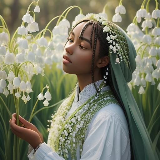 Crystal Lily of the Valley Field, Surrealist Style