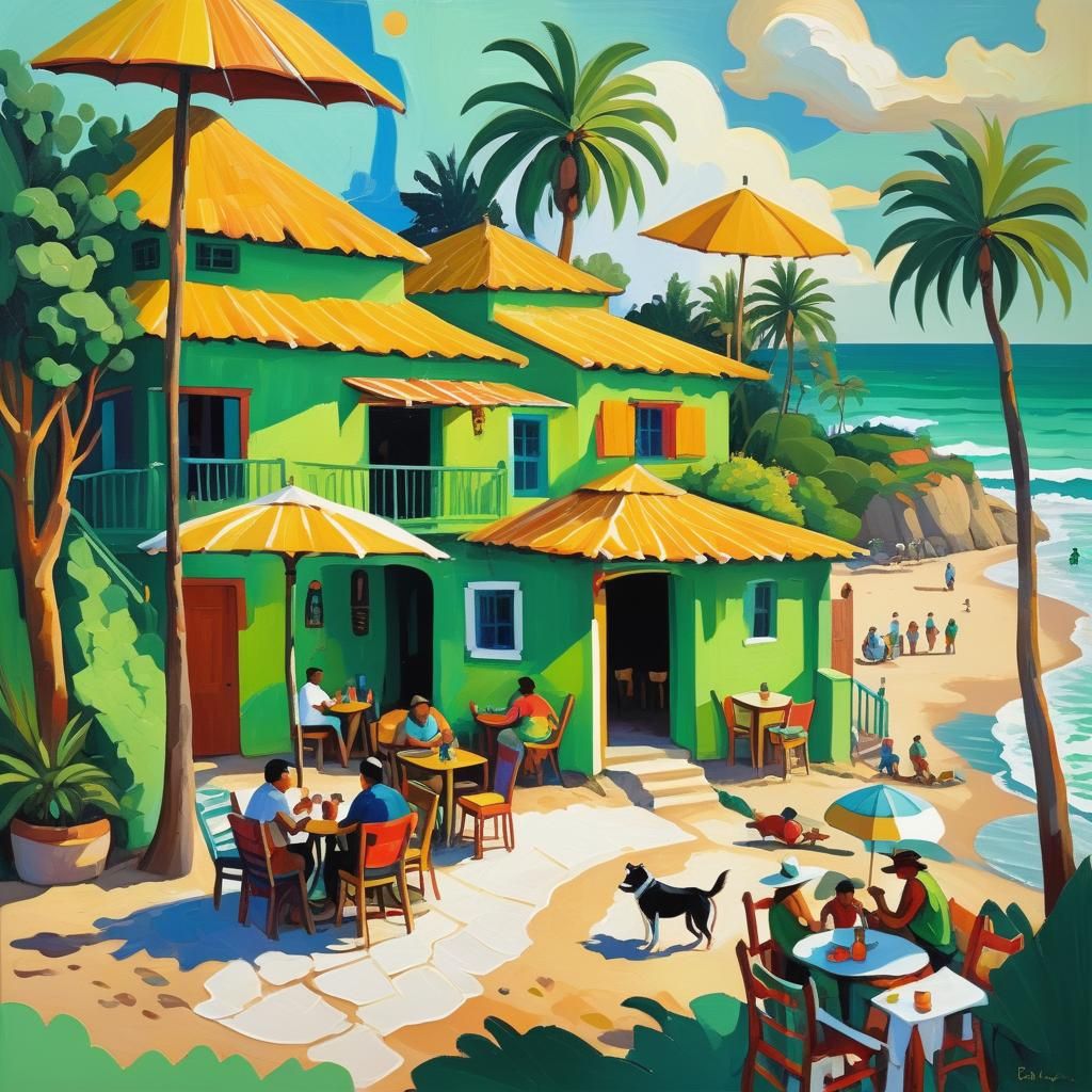 Mexican Ranchhouse Cafe as Impasto Painting