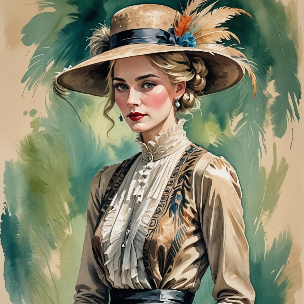 Roaring 20s Woman in Gouache Impressionist Style