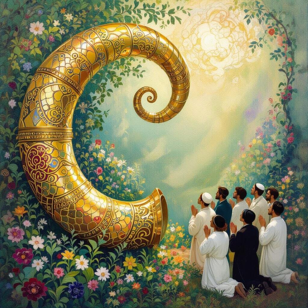 Golden Shofar in Eden: A Prayer Scene