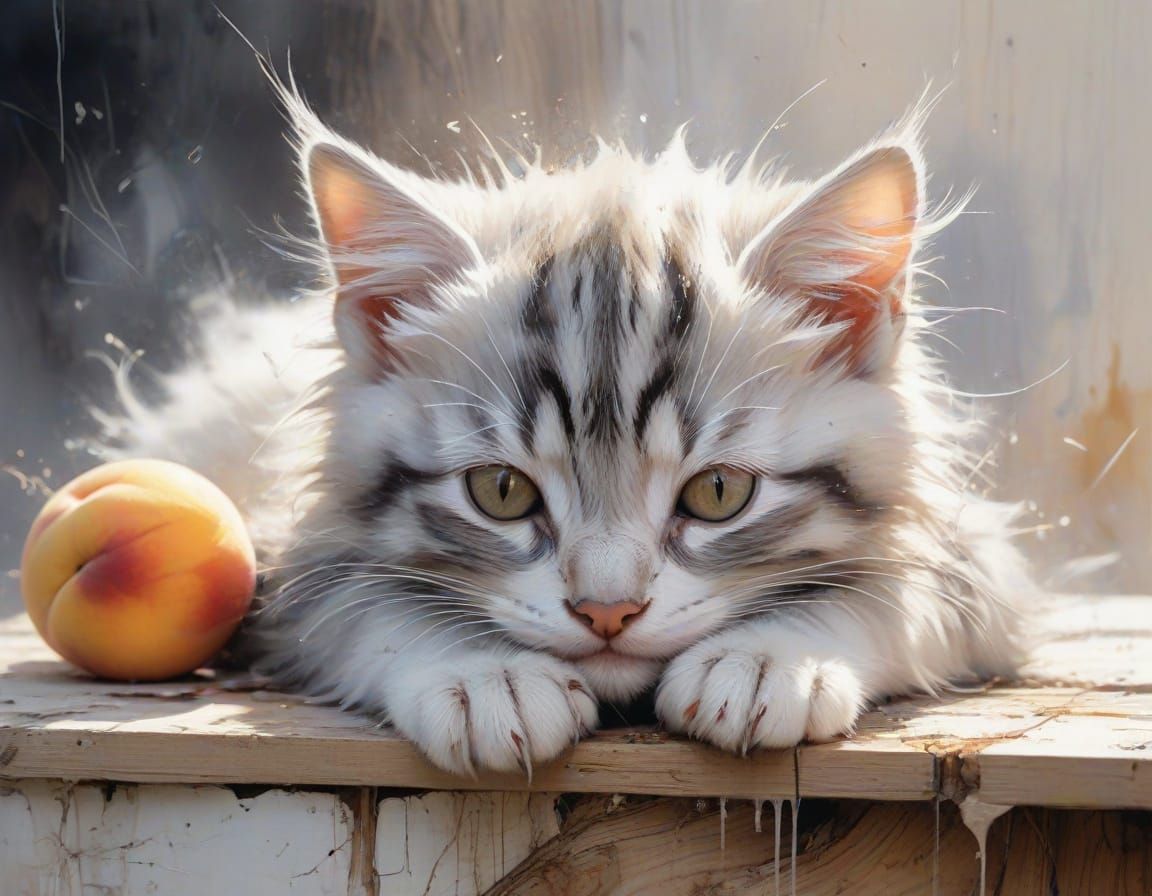 Silver Tabby Kitten Asleep in Morning Light