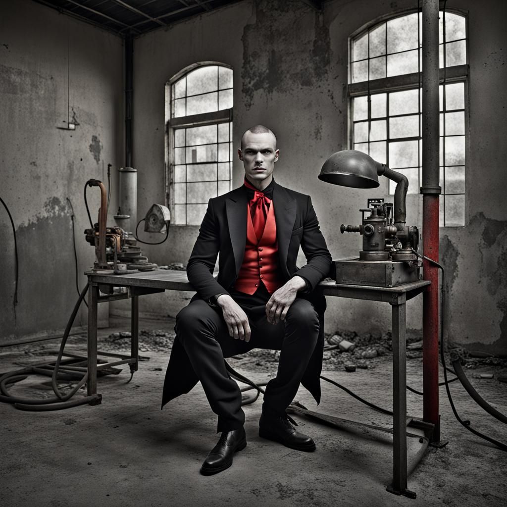 Vampiric Welder Pinup in Painterly Style