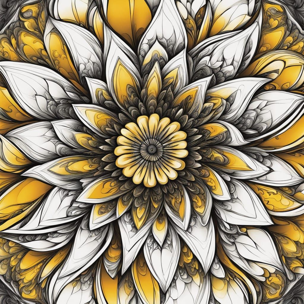 Black-Eyed Susan Fractal Unfolds in Zentangle Style