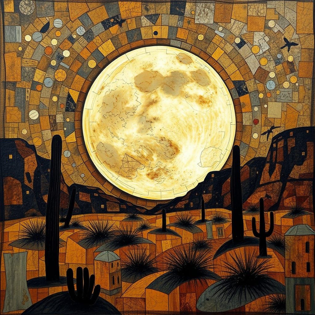 Mystical Desert Moon in Vibrant Impasto